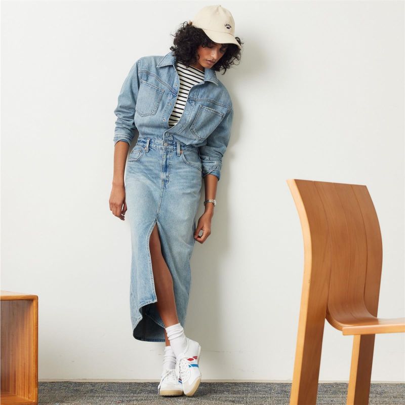 WESTERN DENIM MIDI DRESS