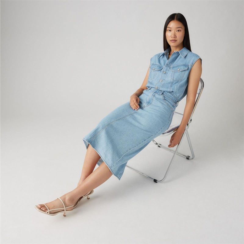 ICONIC SLEEVELESS DRESS LIGHT INDIGO - WORN IN