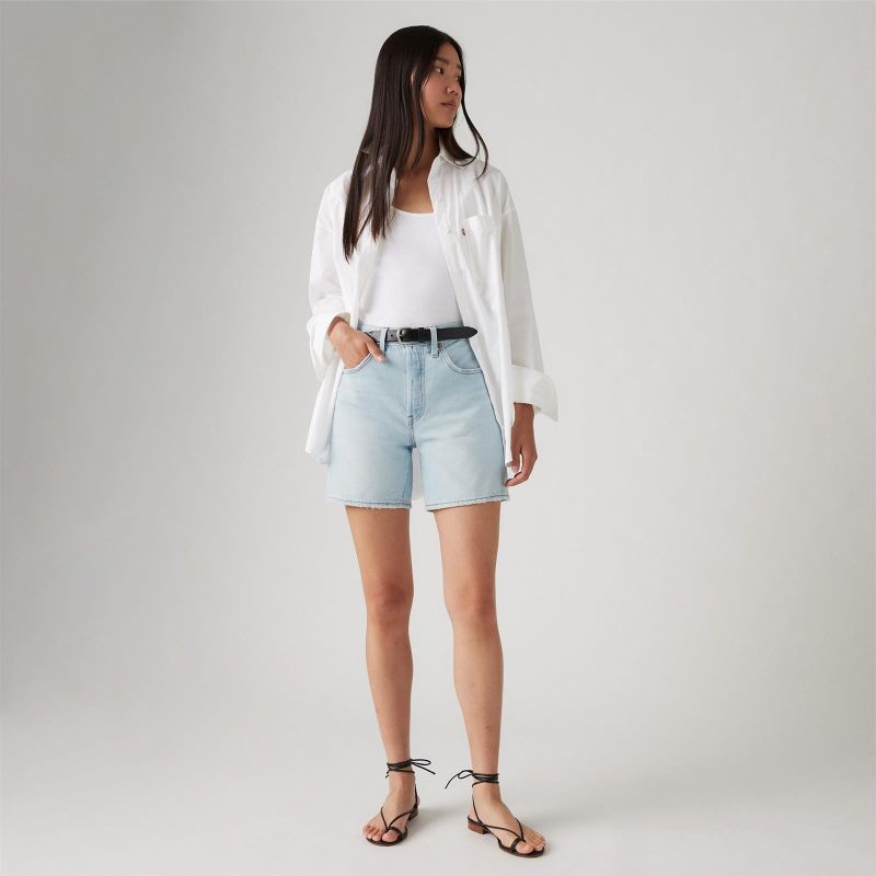 501® MID THIGH SHORT LW LIGHT INDIGO - WORN IN