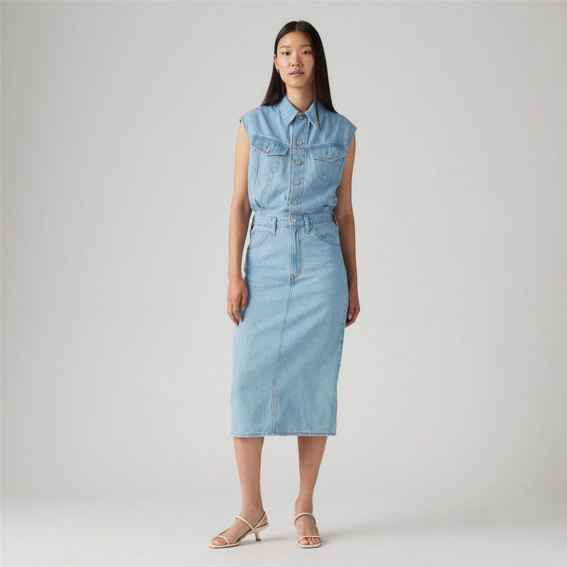 ICONIC SLEEVELESS DRESS LIGHT INDIGO - WORN IN