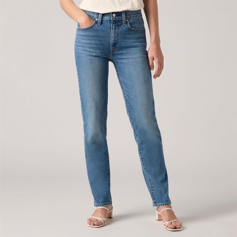 724 HIGH RISE STRAIGHT MED INDIGO - WORN IN